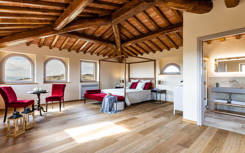 Il Poggiarellone 14: Design Intérieur, Plafond, Sol, Sol, Éclairage, Meubles, Chambre, Lit, Cadre De Lit, Pièce