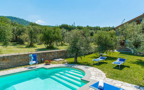 Villa Fabi 6+2: Bleu, Piscine, Hacienda, Recours, Biens, Arrière-Cour, Jardin, Eco Hôtel, Aménagement Paysager, Cour
