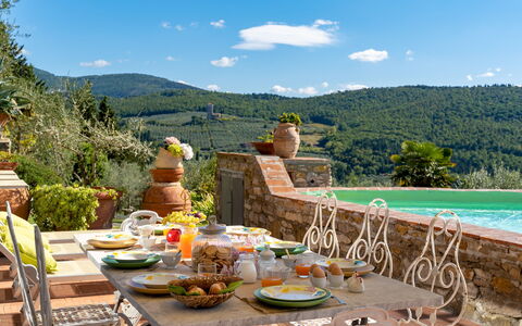 Torre al Poggio 8: Meubles, Table, Chaise, Table Cuisine Et Salle A Manger, Mobilier De Jardin, Tableau De Plein Air, Pot De Fleur, Nappe De Table, Jardin, Plante D'Appartement