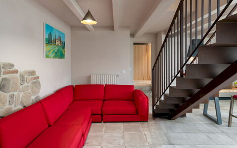 Terrazza sulla Valle 4+2: Meubles, Design Intérieur, Sol, Canapé, Mur, Sol, Bois, Salon, Pièce, Appartement