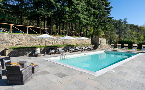 Villa la Rassinata 8: Piscine, Mobilier De Jardin, Dalle, Recours, Composite, Eco Hôtel, Chaise, Ombre, Balancelle, Parapluie