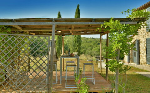 Casa la Pratellaccia 6+2: Bois, Jardin, Structure En Plein Air, Ombre, Mobilier De Jardin, Pergola, Arrière-Cour, Tableau De Plein Air, Matériau Naturel, Aménagement Paysager