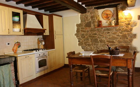 Podere della Crocchia: Pièce, Propriété, Comptoir, Meubles, Bâtiment, Sol, Design Intérieur, Cuisine, Dur, Maconnerie Four