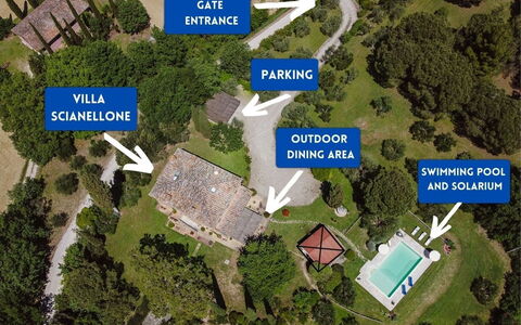 Villa Scianellone: Piscine, Arbre, Zone Résidentielle, Paysage, Vue Du Ciel, Photographie Aérienne, Biens, Recours, Aménagement Paysager, Banlieue